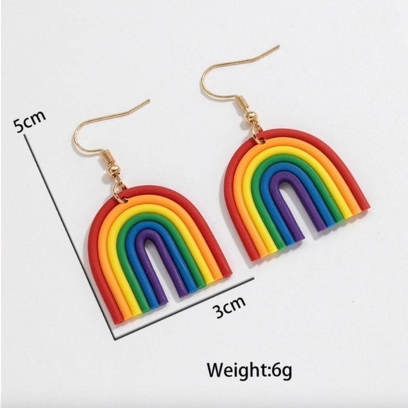 Boho Festival Colorful Rainbow Dangle Earrings Jewelry Pride Clay Drop Whimsical - Picture 4 of 5